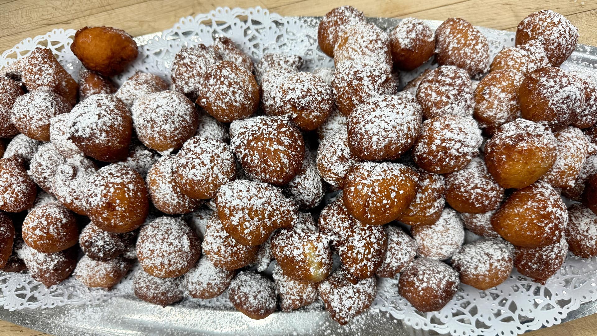 italian zeppole fried dough with powdered sugar