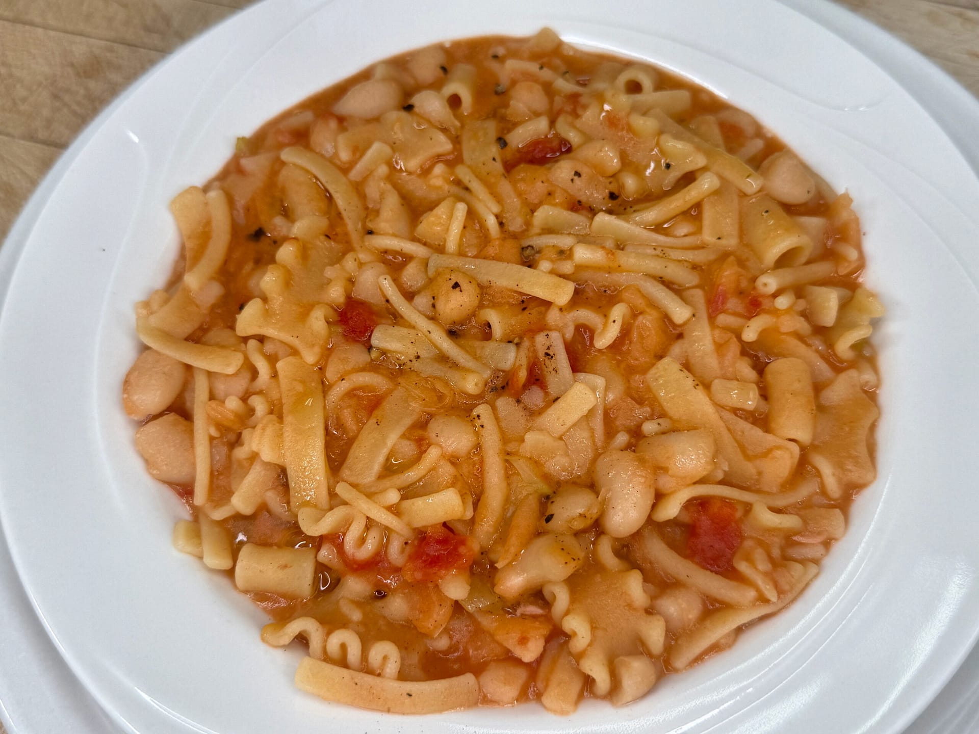 Neapolitan pasta e fagioli with pasta mista and cannellini beans
