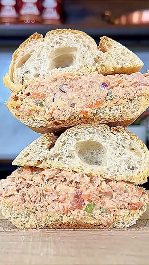 Italian Tuna Fish Sandwich made with tuna packed in olive oil