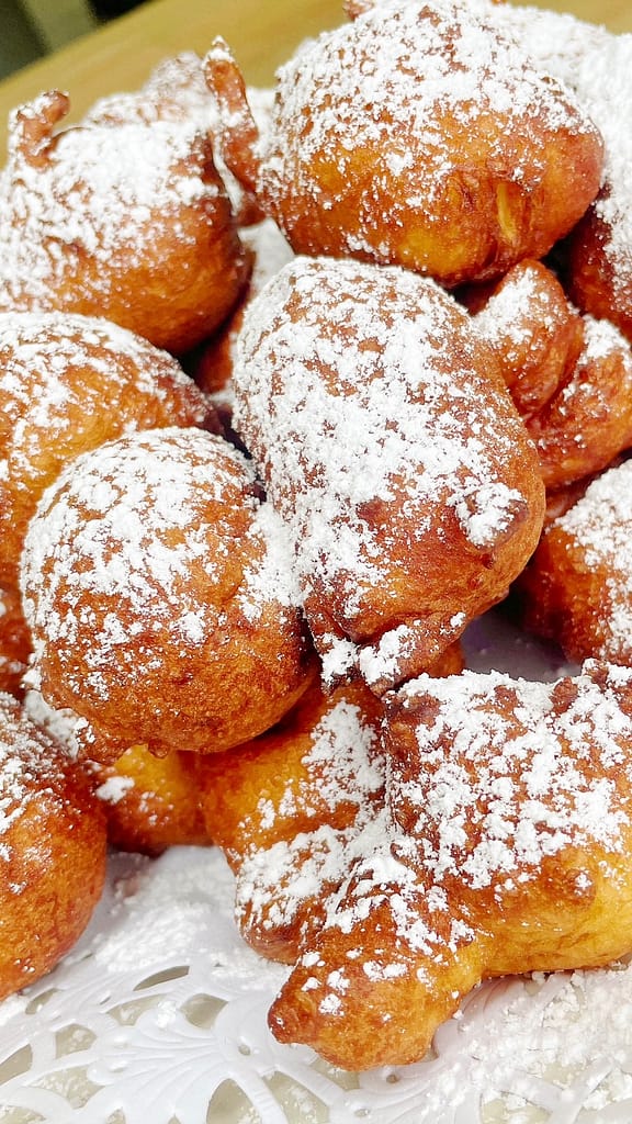 italian zeppole fried dough with powdered sugar